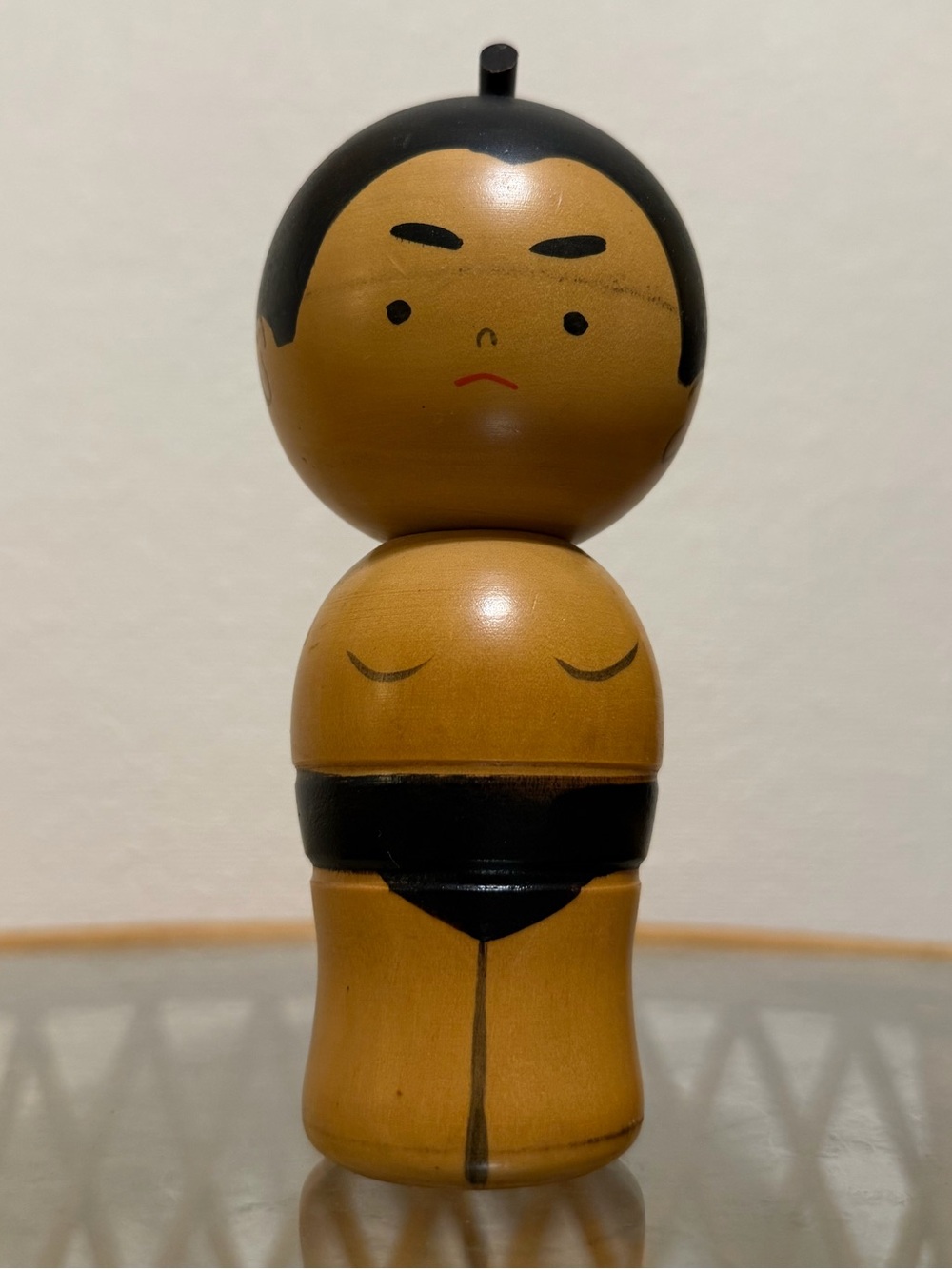 1960s Vintage Japanese Wooden Sumo Wrestler Kokeshi Folk Art Souvenir
